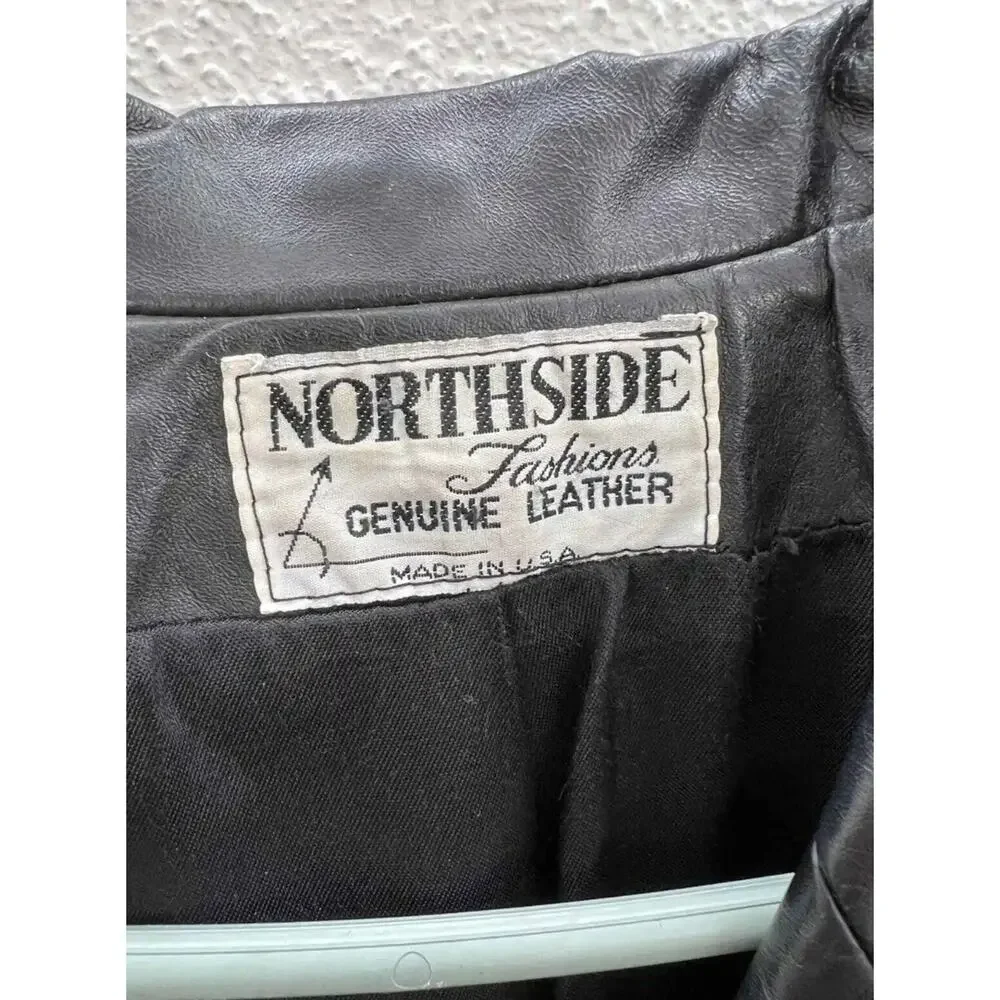 Vintage Womens Northside Fashions Jacket Size Unknown Genuine Leather Button Up